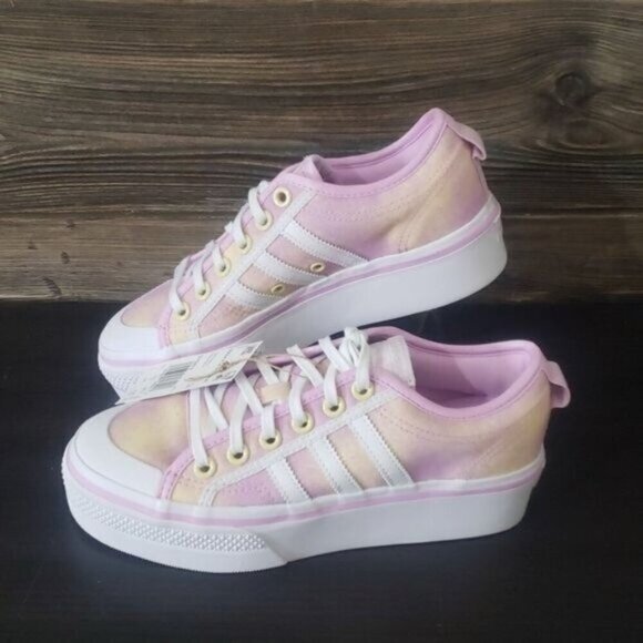 New Adidas Nizza Platforms Womens Shoes Size 7 Lilac Tie Dye Summer Festival - Picture 2 of 10